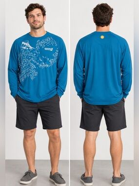 Men’s Long Sleeve Swim Shirt - Teal Blue